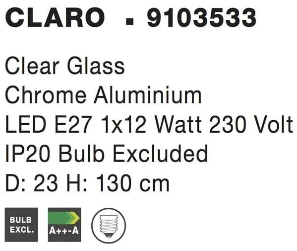 Pendul din aluminiu cromat si sticla CLARO