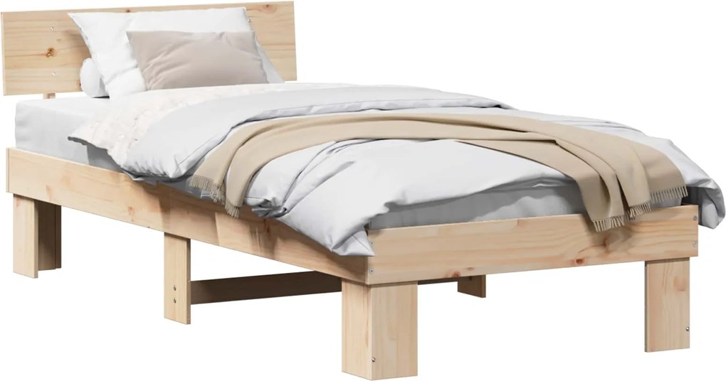 vidaXL Cadru de pat natural 100 x 200 cm Lemn de pin masiv