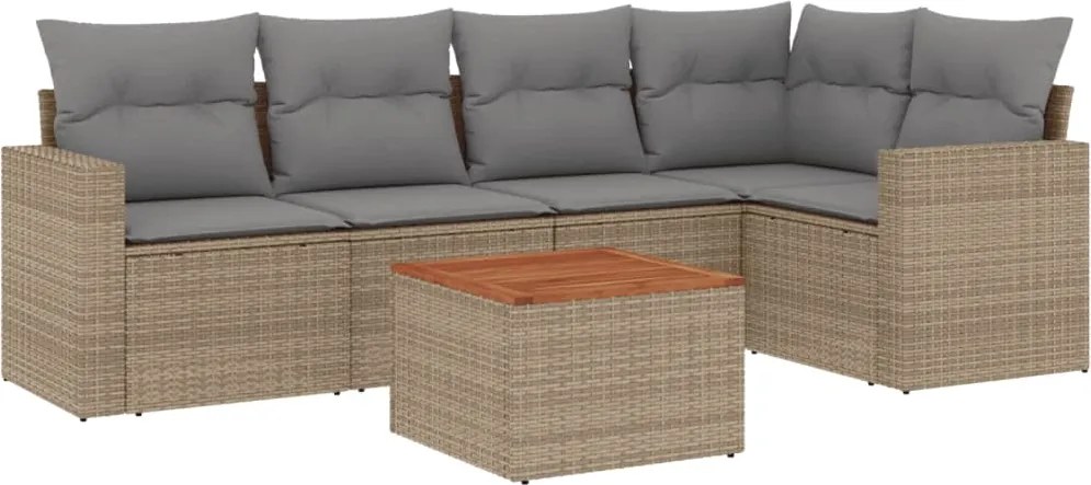 vidaXL Set canapele de grădină cu perne, 6 piese, bej, poliratan