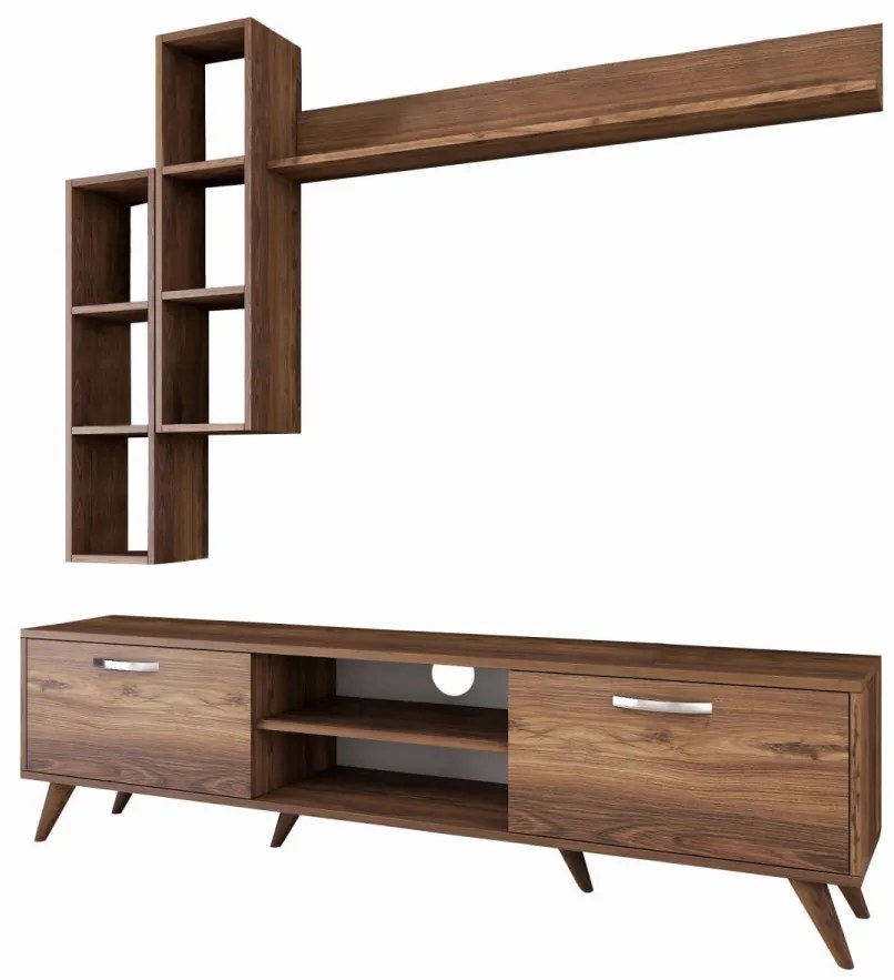 Set Comoda TV si Rafturi de Perete M16 - 262, Nuc