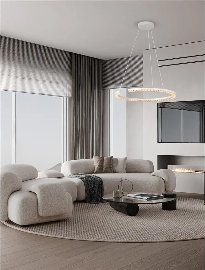 Lustra circulara aluminiu alb GREAMY D-65cm