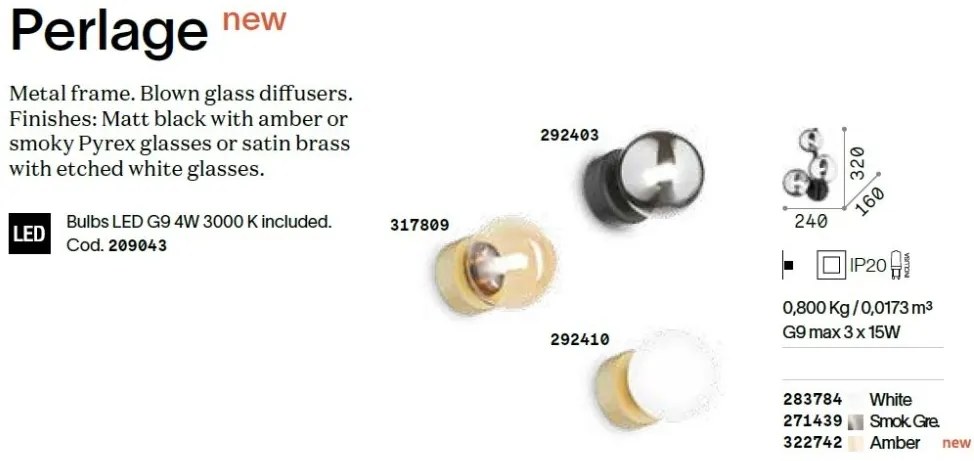 Aplica de perete design modern Perlage ap3 alama/amber