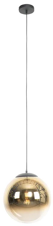 Lampă suspendată Art Deco neagră cu sticlă aurie 33 cm - Pallon