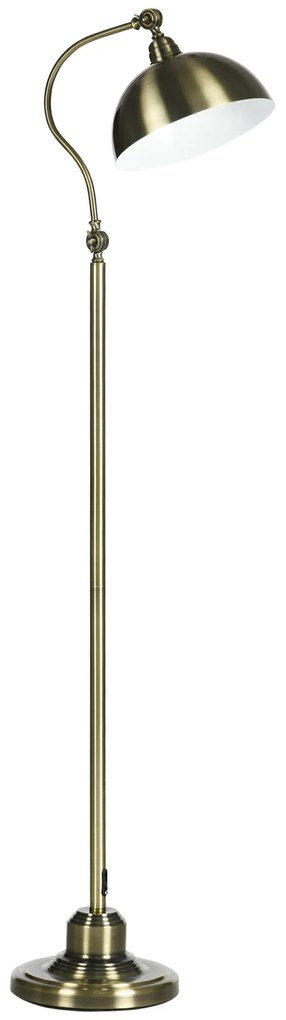 HOMCOM Lampadar de camera cu abajur ajustabil, intrerupator la picior 42 x 25,5 x 152 cm ton de alama | Aosom Romania