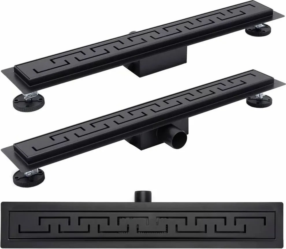 Set rigola pentru dus plus capac 80 cm Rea Greek Negru Mat