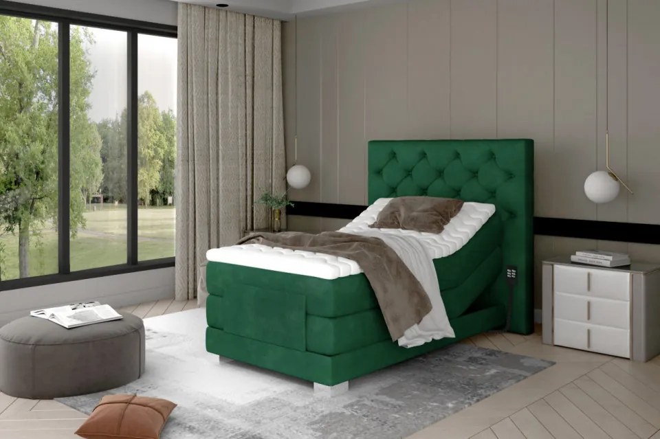 Pat tapitat, boxspring, cu reglaj electric, 90x200 cm, Clover 091, Eltap (Culoare: Maro - Dora 28)