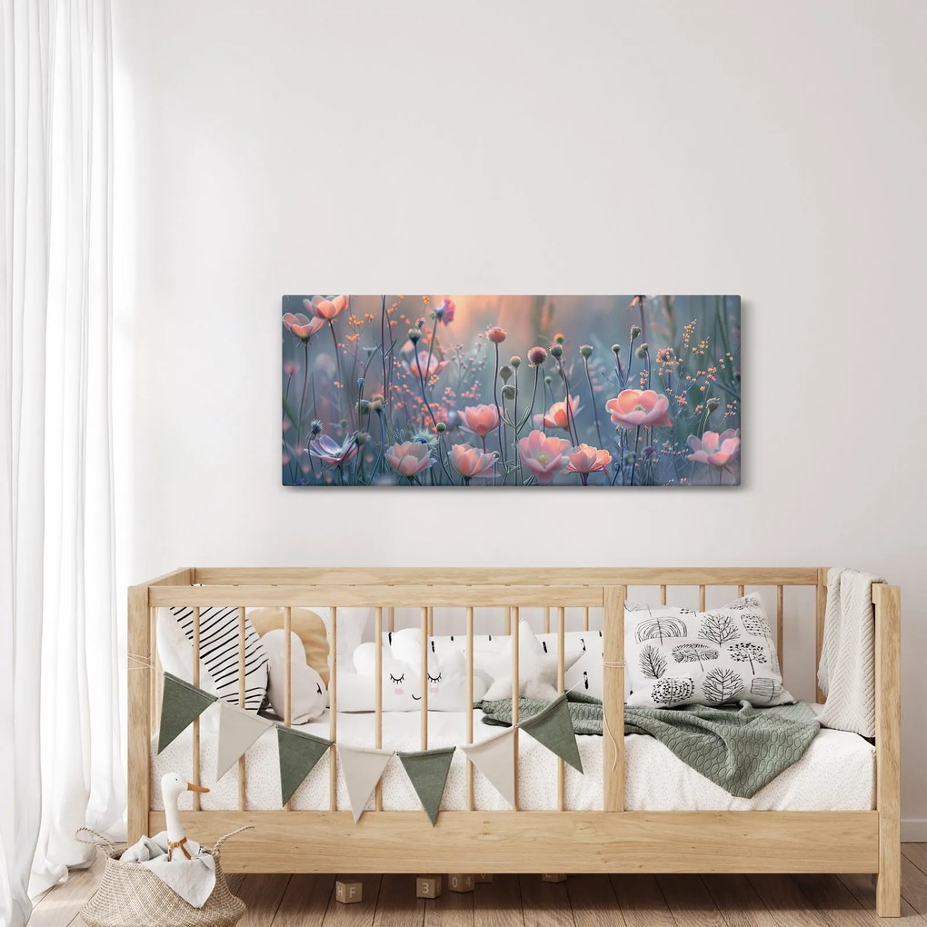 Tablou - Flori în culori pastelate (120x50 cm)