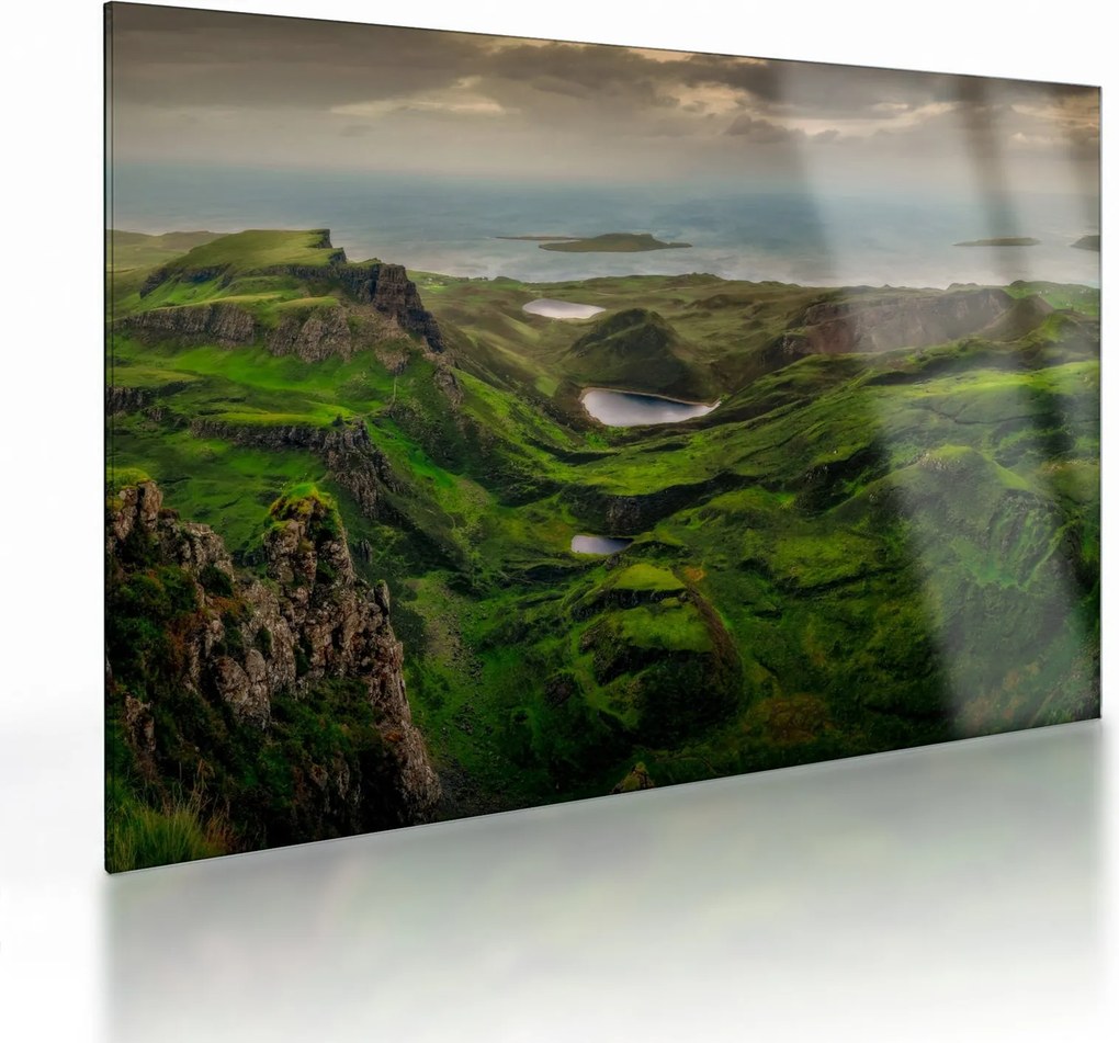 Tablou pe sticlă - Quiraing, Scoția (70x50 cm)
