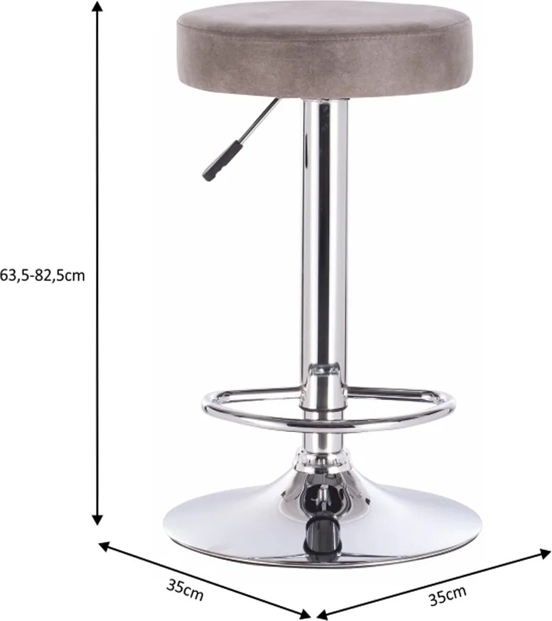 Scaun bar, material textil cu efect de piele întoarsă gri maroniu, GALVIN