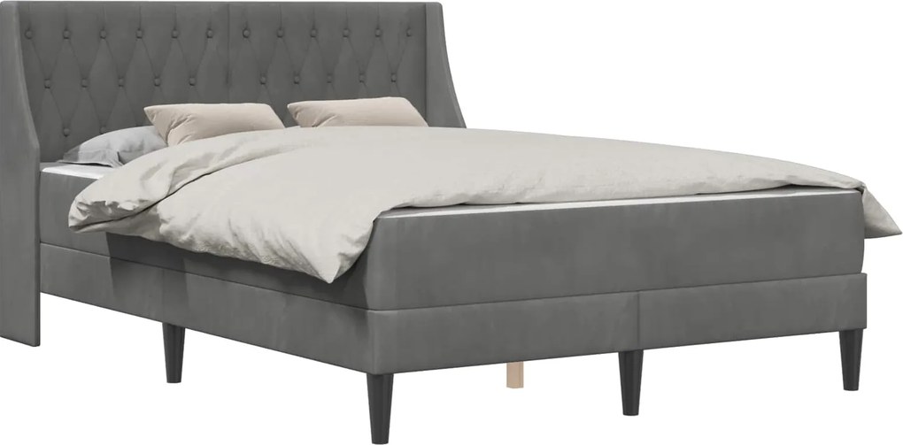 vidaXL Cadru de pat cu saltea Gri închis 140 x 200 cm Catifea