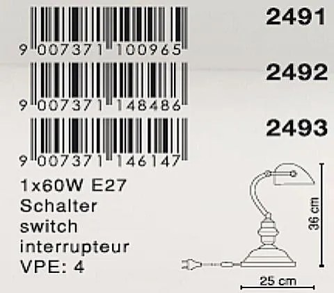 Veioza, lampa de masa Antique 2491 GL