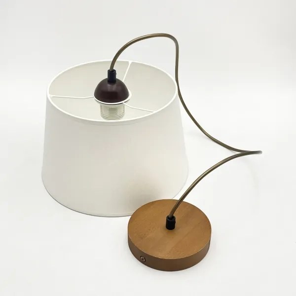 Lustră suspendată AIDA pe cablu, 1xE27/60W/230V, Ø 25 cm, stejar/maro/alb