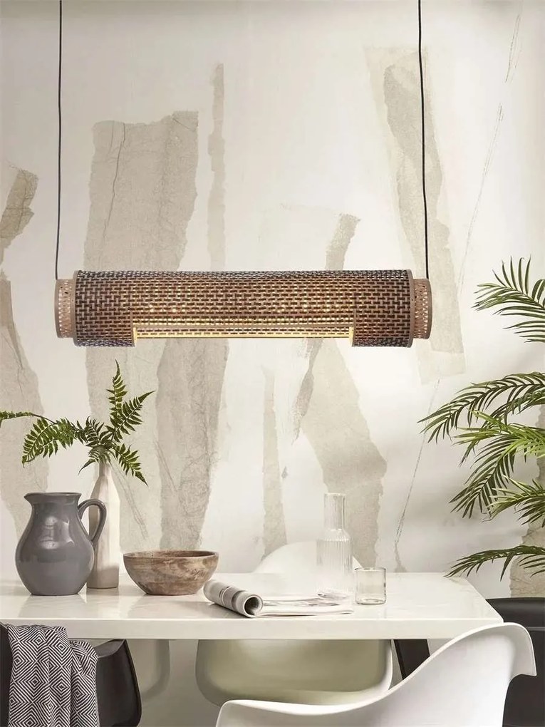Lustra eco din bambus Bhutan cilinder 85cm, bl/nat