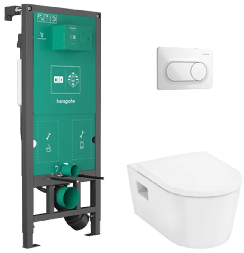 Set vas WC suspendat Hansgrohe EluPura AquaChannel cu rezervor incastrat capac WC si clapeta