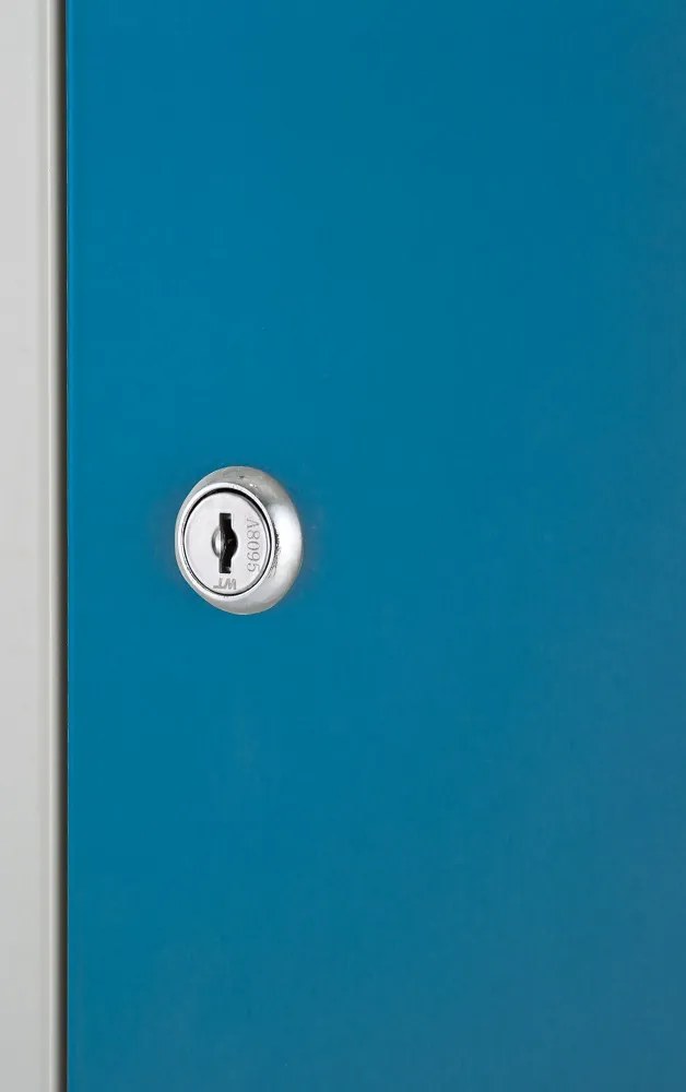 Dulap metalic Z, 3 compartimente, 120 x 50 x 180 cm, broasca cilindrica, gri deschis - ral 7035