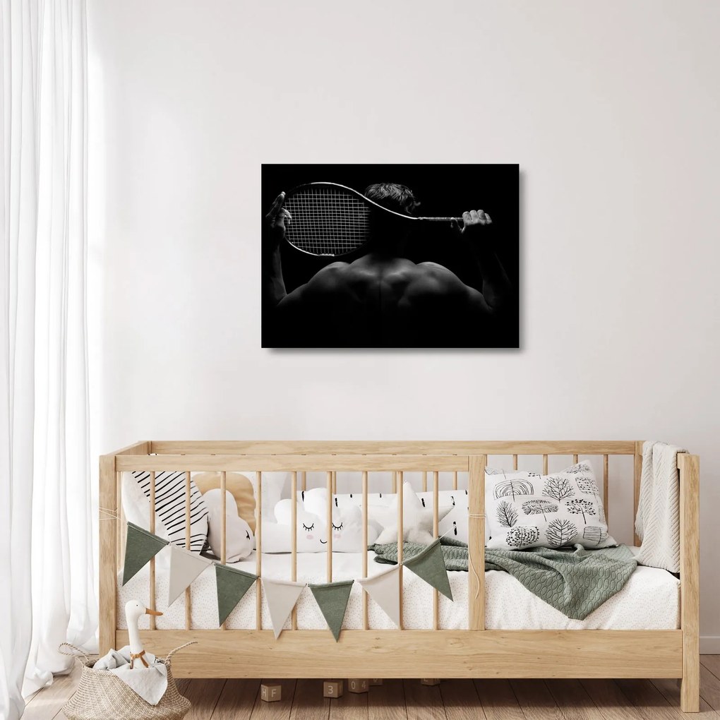 Tablou pe sticlă - Jucătorul de tenis (70x50 cm)