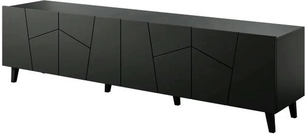 Comoda TV ETNA, negru, PAL laminat, 200x42x52 cm