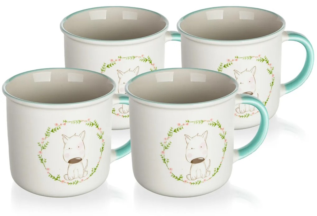 Set de 4 căni din ceramică Banquet  PUPPY, 400 ml