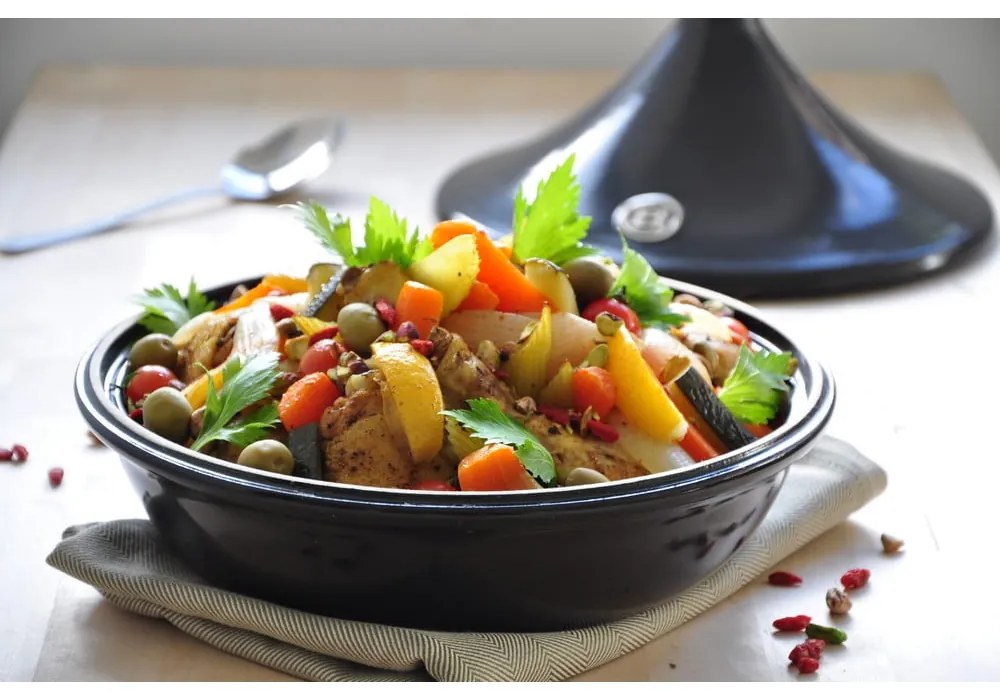 Vas tajine din ceramică Emile Henry Flame, ⌀ 32 cm, negru