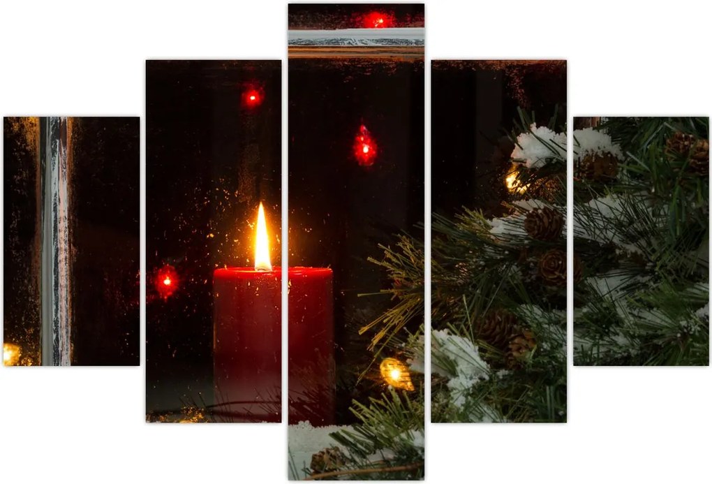 Tablou - Lumânare strălucitoare de Crăciun (150x105 cm)