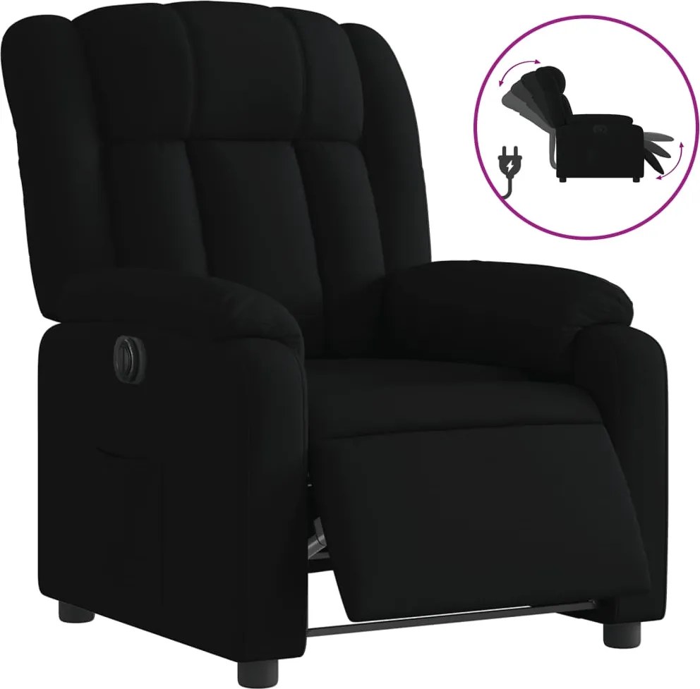 vidaXL Fotoliu rabatabil electric, negru, material textil