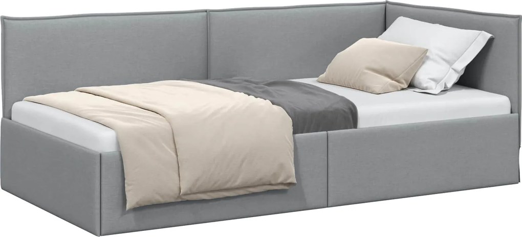 vidaXL Cadru de pat colțar Gri deschis 90 x 190 cm țesătură