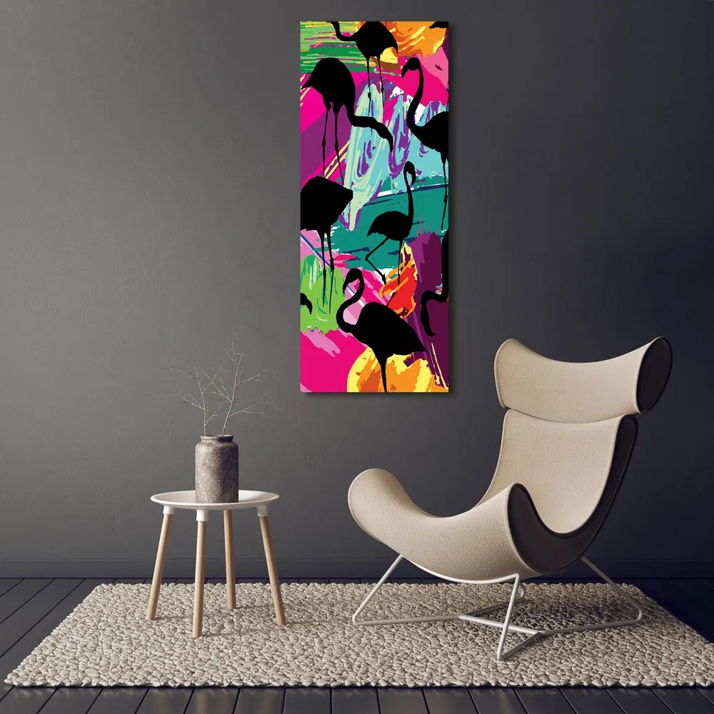 Pictura pe sticlă acrilică Flamingos