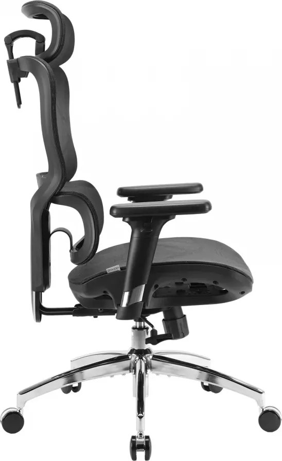 Scaun ergonomic SIHOO M56B-V2-M101, Suport Lombar Dinamic 3D, Tetieră 3D, Cotiere 3D, Înclinare 125°, Bază Metalică Cromată, Mesh, Negru