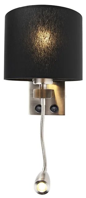 Lampa de perete moderna din otel cu abajur negru - Brescia