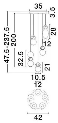 Lustra LED suspendata decorativa ceramica mocha, gri, alb, PALLINA 5L