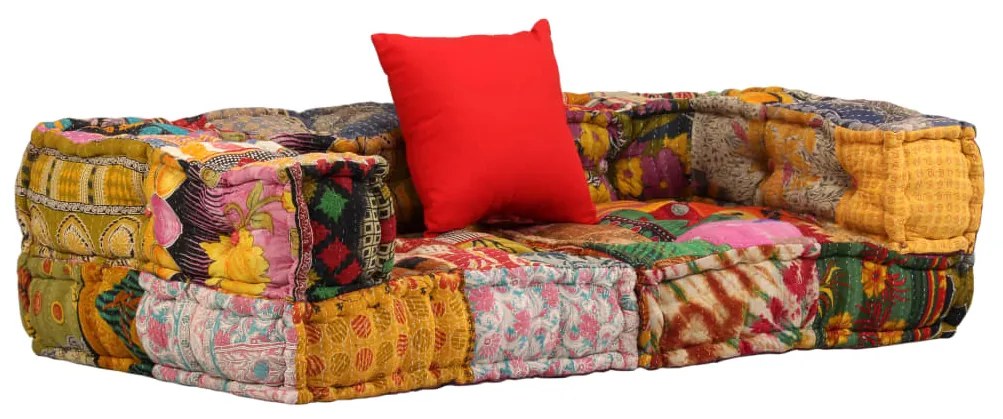 Canapea puf modulară cu 2 locuri, petice, material textil