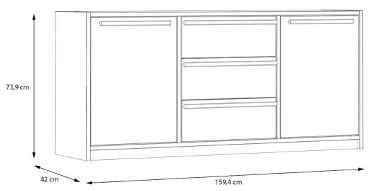 Comoda Smartway Alb Si Stejar Catania, 159.4 Cm