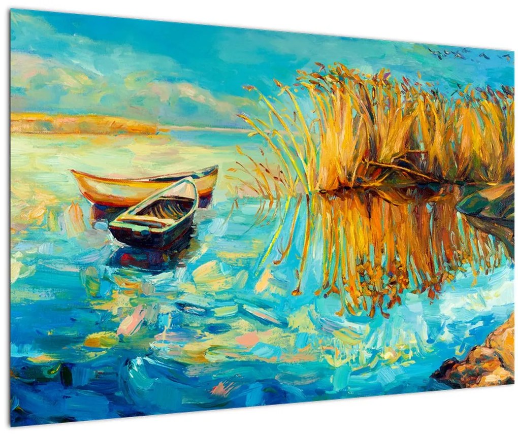 Tablou - Lacul cu bărci (90x60 cm)