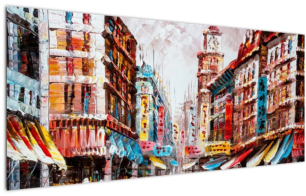 Tablou - Hong Kong, pictură în ulei (120x50 cm)