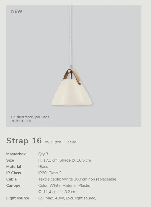 Pendul design nordic STRAP 16 sticla alba 2020013001 DFTP