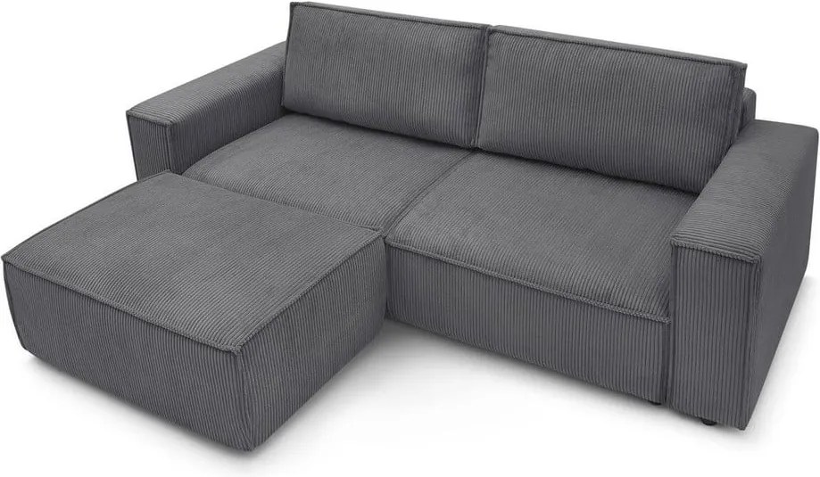 Canapea extensibilă din reiat Bobochic Paris Nihad, 245 cm, gri închis