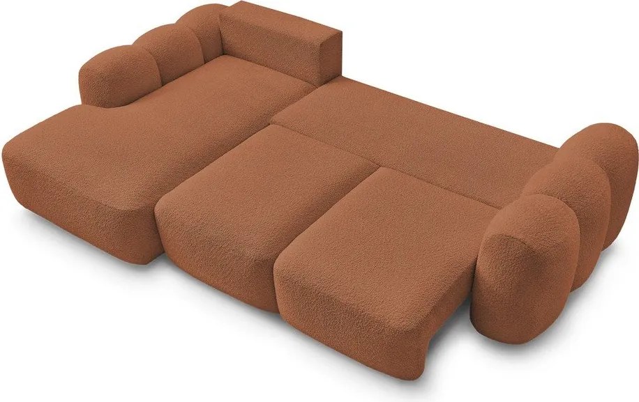 Colțar portocaliu extensibil/cu spațiu de depozitare cu tapițerie din țesătură bouclé (cu colț pe partea stângă/cu șezlong) Montaigne – Bobochic Paris