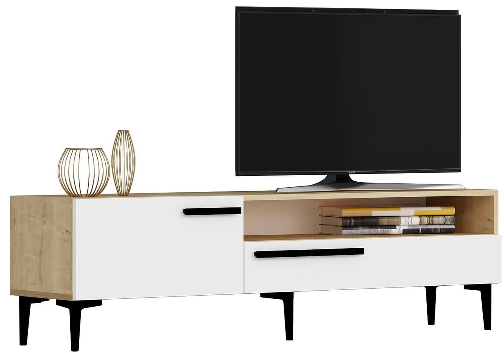 Masă TV/Dulap Sepada 1 (stejar + alb) . Promo -26%. 1095228