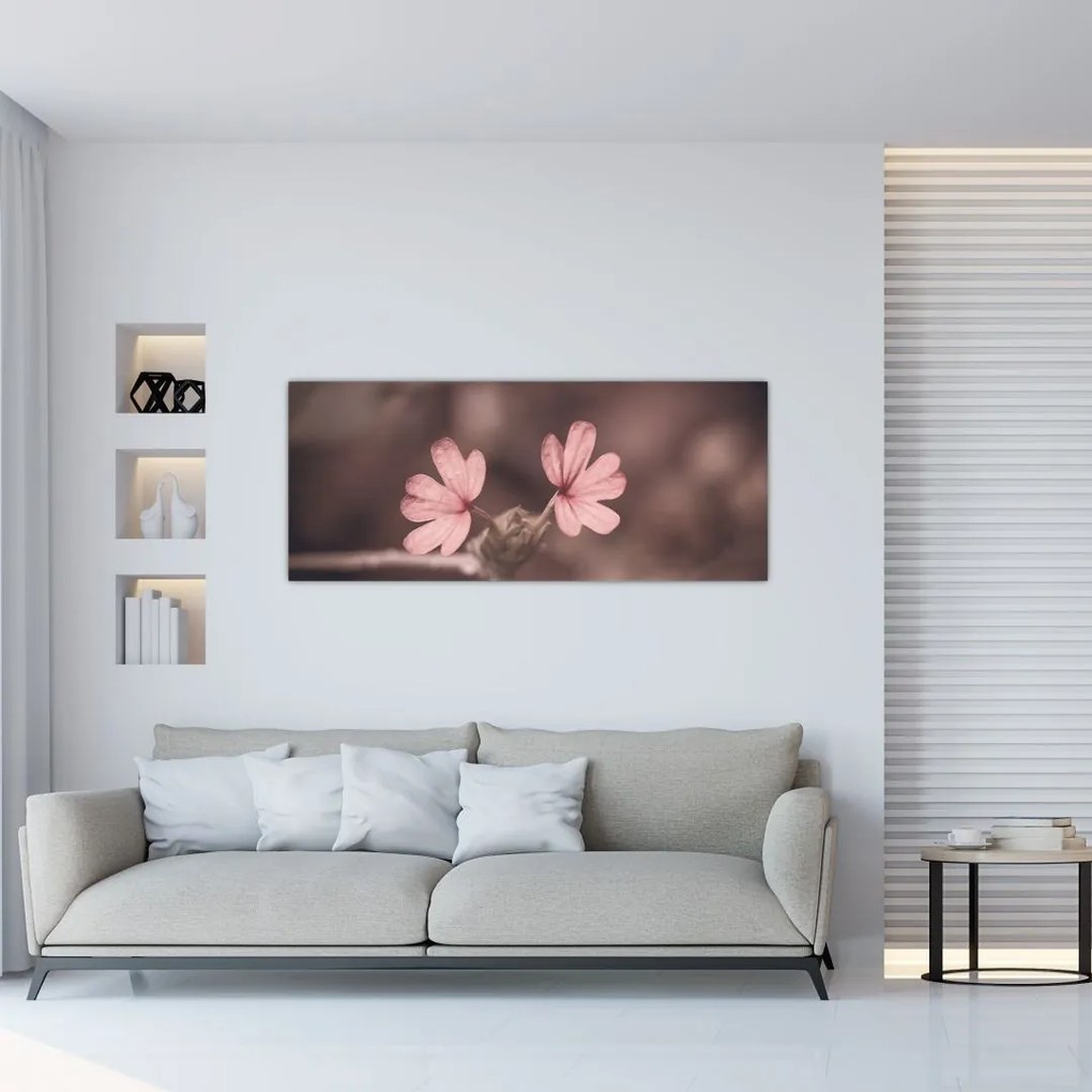 Tablou cu floare roz (120x50 cm)