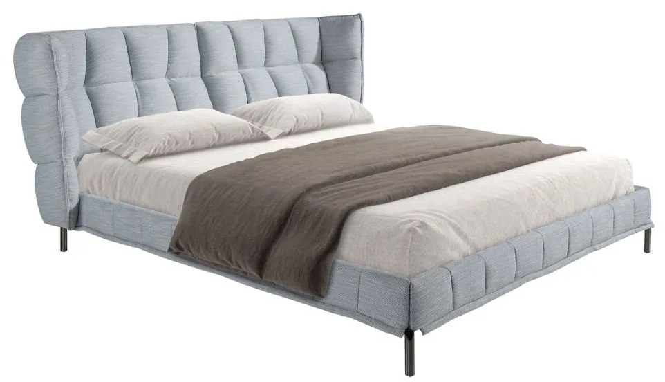 Pat dublu tapitat design LUX Gri-albastrui deschis, 180x200cm
