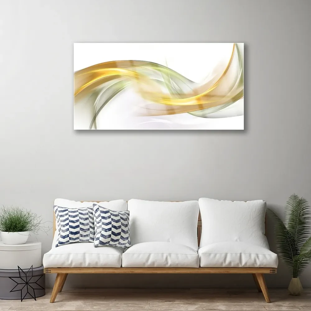 Tablou pe sticla Abstract Art aur galben