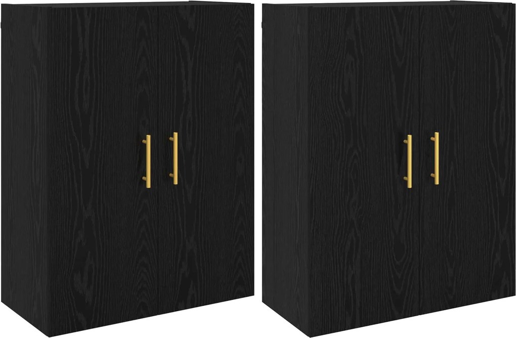 vidaXL Dulap montat pe perete 2 pcs Stejar Negru 69,5 x 34 x 90 cm