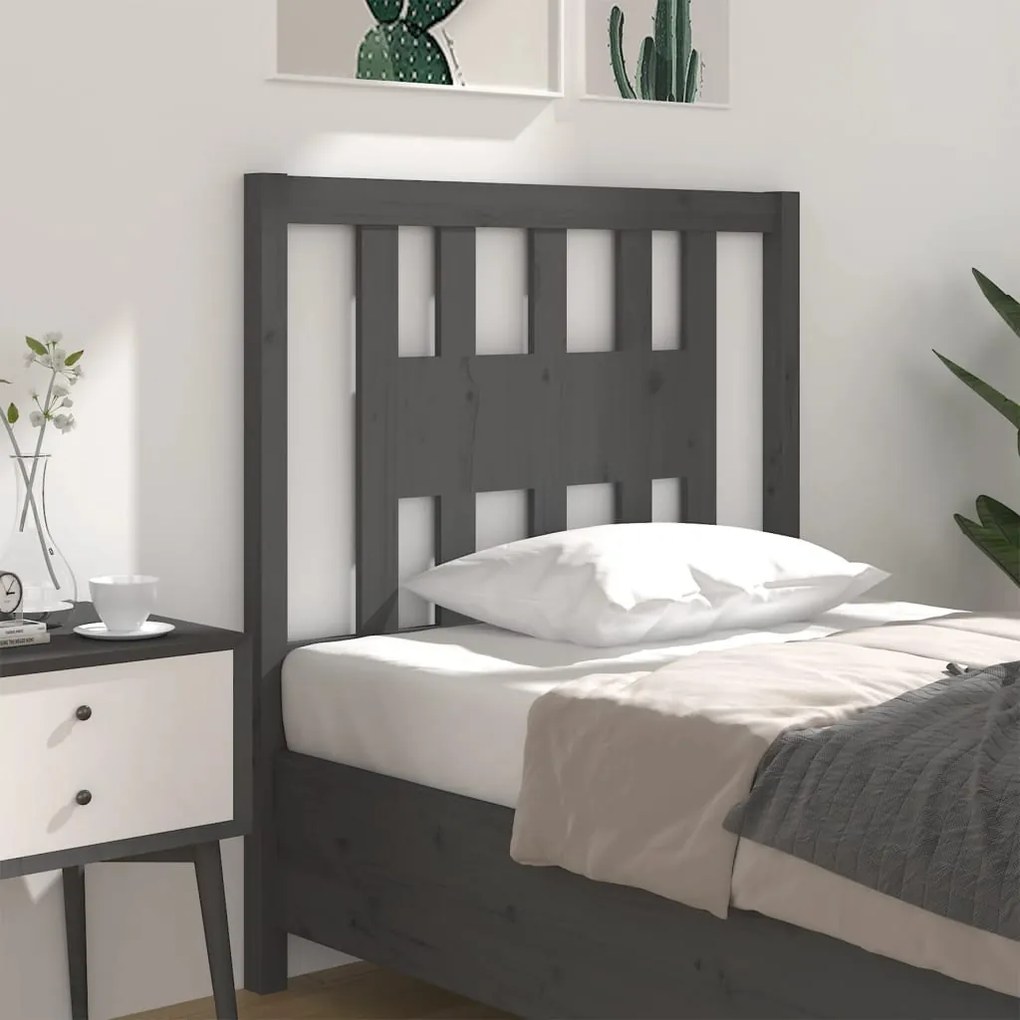 vidaXL Tăblie de pat, gri, 81x4x100 cm, lemn masiv de pin