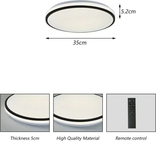 Brilagi - Plafonieră LED SMART reglabilă, 24W, 230V, Ø 38 cm, Wi‑Fi Tuya + telecomandă