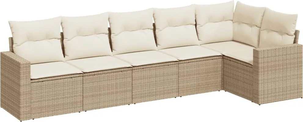 vidaXL Set canapele de grădină cu perne, 6 piese, bej, poliratan