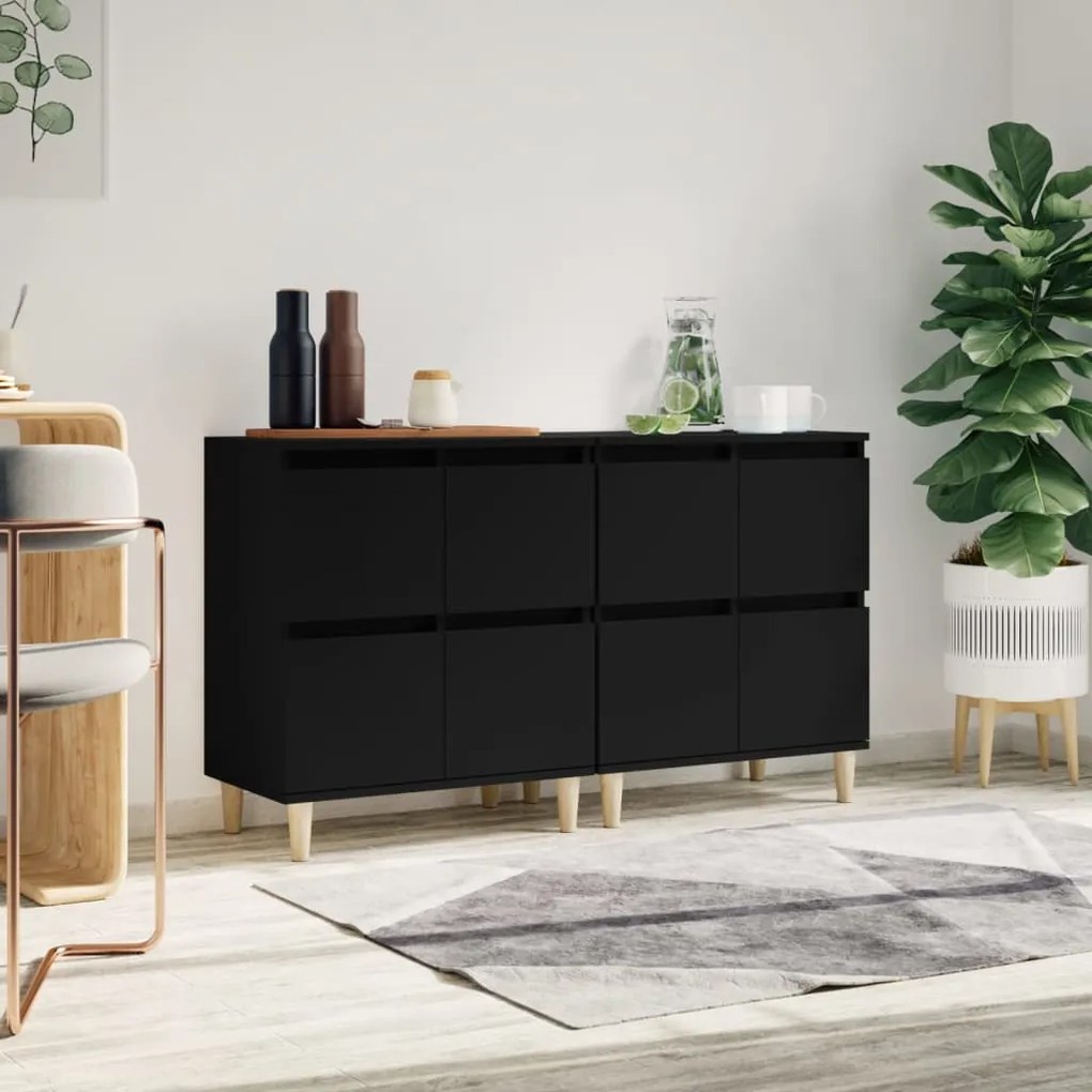 vidaXL Dulapuri, 2 buc, negru, 60x35x70 cm, lemn prelucrat