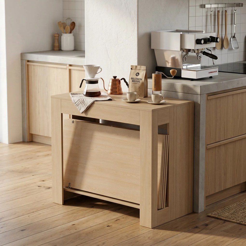 HOMCOM Masă de Dining Compactă pentru Bucătărie Economisește Spațiu, 240 x 90 x 78 cm, Lemn Deschis | Aosom Romania