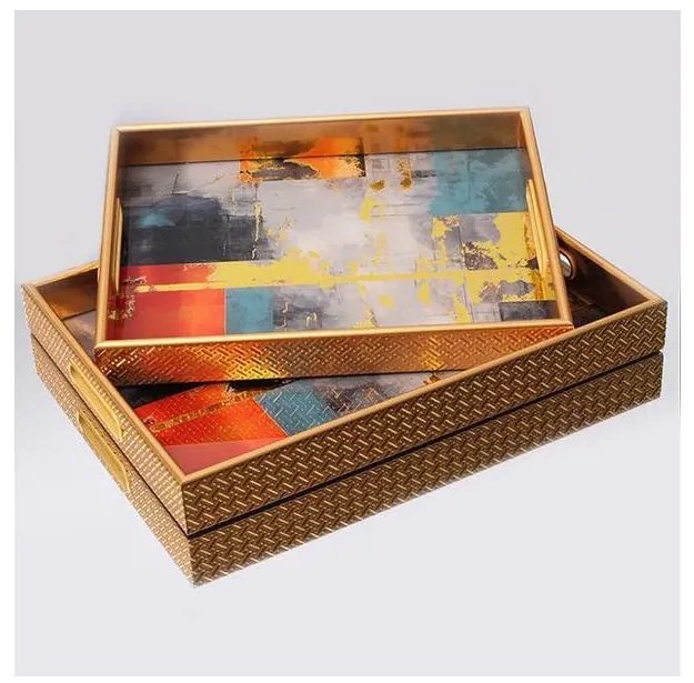 SET 2x tavă decorativă 40x30/35x25 cm auriu