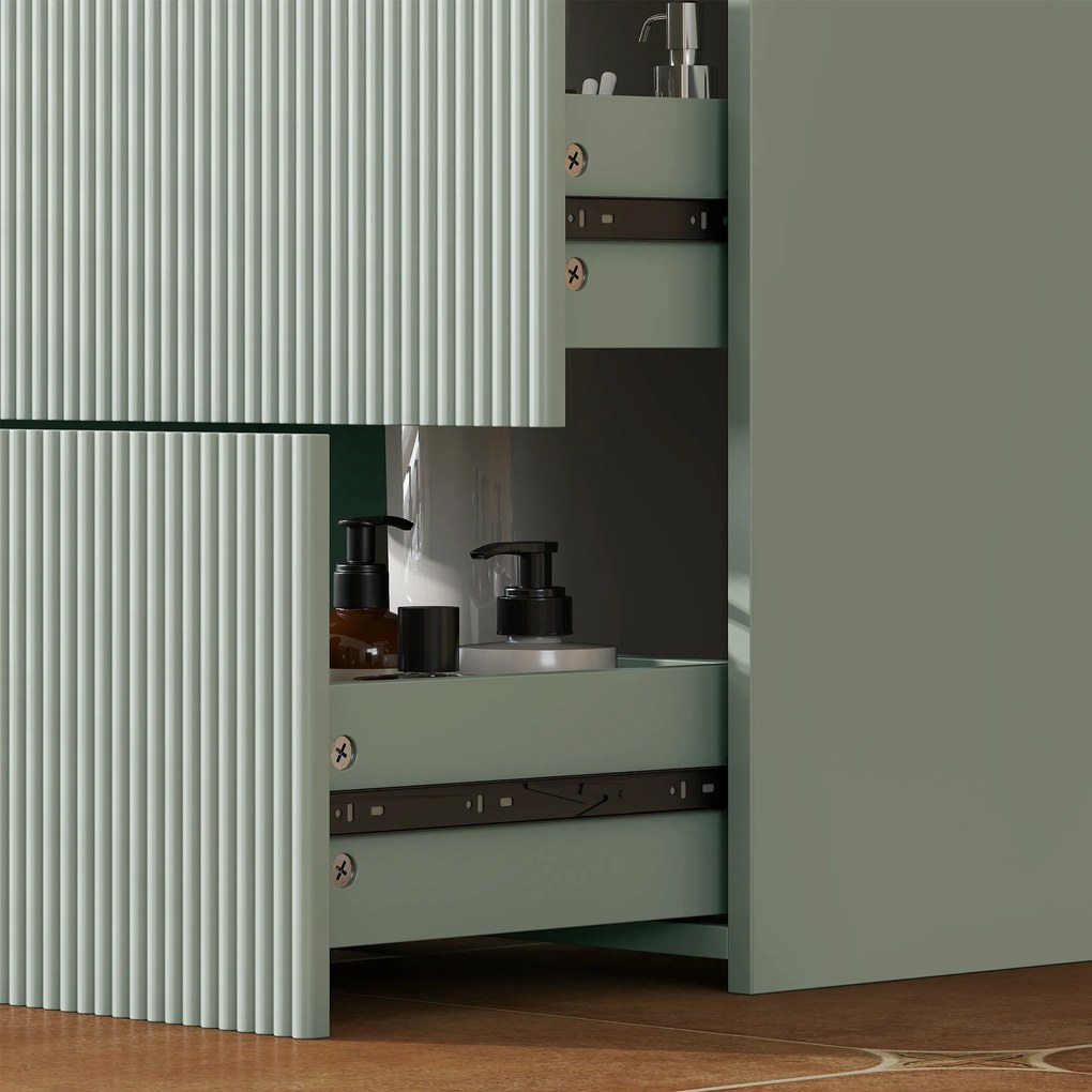 HOMCOM Corp sub lavoar, mobilier de baie cu 2 sertare, stil modern, 80 x 40 x 60 cm, verde și lemn natural | Aosom Romania