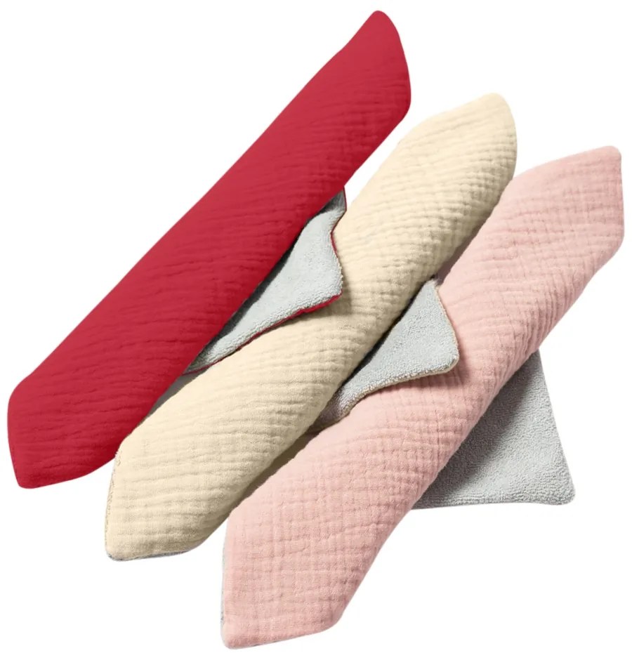 Set 3 lavete absorbante pentru bebelusi din frotir si muselina 22x22 cm  Kidizi Girls, cu agatatoare practica